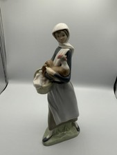 Retired LLADRO 4591 Girl with Cockerel Rooster Porcelain Figurine Vintage Spain picture