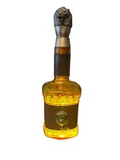 Vintage Leather Amber Glass Bottle With Antique Japanese Lion Head Pourer picture