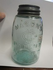 Midget Fruit Jar Mason's CFJ Co. Patent Nov 30th 1858 w/ repro lid, mold # E426 picture