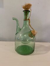 Vintage Large Hand Blown Green Glass Italian Wine Decanter With Ice Chamber picture