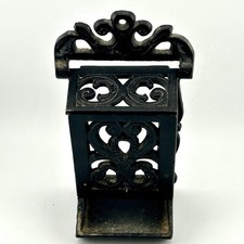 Robert Emig DMH-2 Cast Metal Wall Matchbox Holder Black PA Dutch Scroll 60s VTG picture