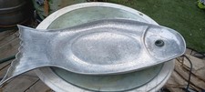 Vintage Arthur Court Designs Aluminum Fish Platter w/ Green Jade Eye Circa 1975 picture