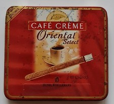 VINTAGE AUTHENTIC NETHERLANDS CAFE CREME CIGARETTE TOBACCO METAL TIN EMPTY BOX picture
