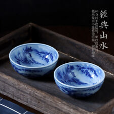 Jingdezhen Ceramic Blue and White Painted Landscape Pu'er Cup Antique Master Cup picture