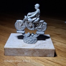 Vintage 1940/50s Motorcycle Trophy Metal marble Dirt bike racing harley Davidson picture