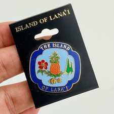 Island of Lanai Hawaii Pineapple Hibiscus Souvenir Enamel Lapel Pin picture
