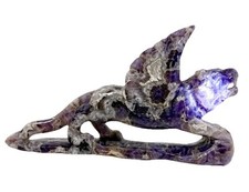 1890g Mythical Winged Crystal Tiger Chevron Dream Amethyst 11.5” Hand Carved picture