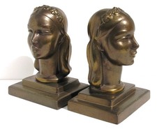 Vintage Frankart Art Deco Female Bust Bookends picture