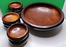 10 Piece Large Mahogany Wooden Serving Bowl Set - Made In Haiti. picture