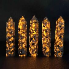 Flame Stone Tower Natural Yooperlite Crystal Wand UV Reactive Obelisk Home Decor picture
