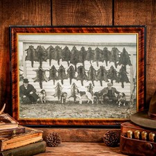 Nice Large Black and White Framed Antique Photograph Portrait Hunting Rustic picture