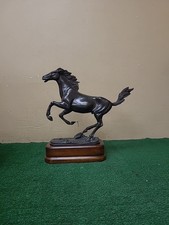 Vintage Maitland Smith Bronze Galloping Horse Sculpture/Wood Base (BFEB-08-105) picture