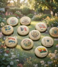 11 Different Celluloid Sweet Caporal Cigarettes States Pin Back Buttons picture