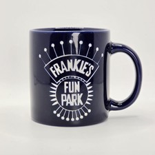 Vintage Frankie’s Fun Park Coffee Mug Blue Ceramic Amusement Arcade Souvenir Cup picture