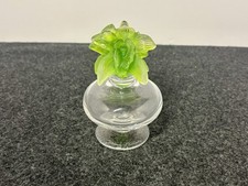 Daum France Green Pate De Verre Orchidee Flower Perfume Bottle #572 4.75 In High picture