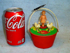VINTAGE MOTION BOUNCY CHICKENS AND GIRL STILL COIN BANK~MADE IN ITALY picture