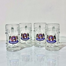 Kulmbacher Mönchshof Beer Mugs Set 4 German Dimpled Glass Steins 5.5” picture