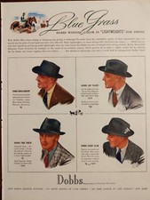 1939 vintage Dobbs hat print ad.  Pre world war ll clothing  picture