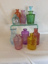 Mini Glass Bottle Set of 10 Multi-Color Bud Vases Reproduction Weaton NEW picture