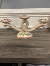Vintage Porcelain Ceramic 3 Candle Holder Candelabra Floral picture