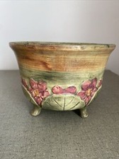 Weller Pottery 3 Footed Jardiniere Flemish Floral Design Vintage Antique picture