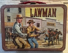 Vintage 1961 Lawman Metal Lunchbox Thermos Co TV Western No Thermos picture