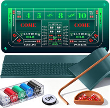 Craps Game Set: 35×70” Craps Tabletop Layout, 48X11”Rubber Diamond Pyramid Bumpe picture
