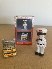 1997 ENESCO Coca Cola Delivery Man and Cart Salt & Pepper Shakers picture