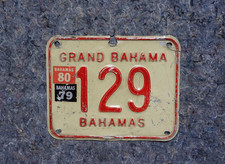 1979 1980 Grand Bahama MOTORCYCLE License Plate BAHAMAS Caribbean Island # 129 picture