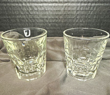 Clear Faceted Hexagon Double Shot Glass Set 2 Clear Glass 3 fl oz Decorated 3 in picture