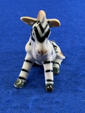 Vintage Sitting Zebra Porcelain Bone China Figurine - Black & White Brown picture