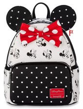Loungefly Disney Minnie Mouse Faces Polka Dot Red Bow Mini Backpack Disney Parks picture