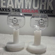 1965 Vintage Brandy/Cognac Snifter Glasses Two-Piece Set Clear Printed Design picture