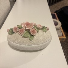 Vintage Jolie Fleurs Hand Painted Bone China Seymour Mann Egg Shaped Trinket Box picture