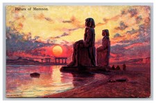 Colossi Of Memnon Statues Of Pharaoh Amenhotep III Egypt, Artist Signed Postcard picture