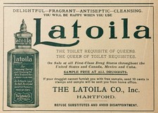 1904 AD.(N27)~THE LATOILA CO. HARTFORD, CONN. ANTISEPTIC TOILET WATER picture