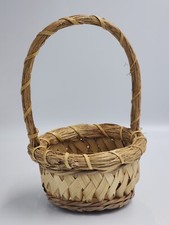 VTG Handcrafted Woven Rustic Twig Wicker Wood Basket Handle Mini Cottagecore picture