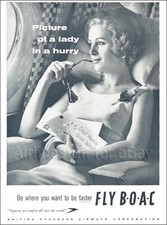 1960 BOAC ad British Overseas Airways Corp advert airlines LADY IN A HURRY picture