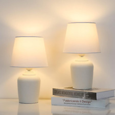 Sucolite Small Table Lamps Set of 2, Bedside Nightstand White & White  picture