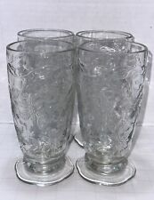 Vintage 4 PC Princess House Fantasia Crystal 20oz Footed Tumblers Glasses #5246 picture