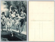 French Cancan Dancers Musician Illustration Postcard PB196-R picture