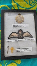 WWII RCAF Royal Canadian Air Force Pilot Wings Cap Badge Lot Riker Case picture