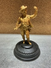 Antique CPF Colossus Pipe Factory Metal Figurine Boy Statue Base Gold Paint  picture
