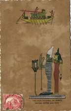 PC EGYPT, 4 CHILDREN OF HORUS BEFORE OSIRIS & ISIS, Vintage Postcard (b32240) picture