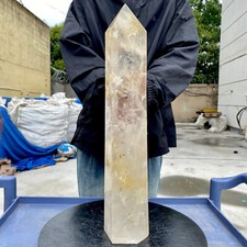 19.81LB Large Natural Clear White Crystal Obelisk Transparent Quartz Energy picture