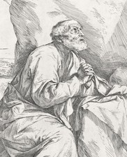 Penitence of Saint Peter in the Desert, 1621 Catholic engraving print picture