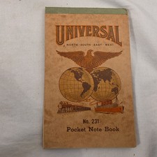 Vintage WWI Era Universal No 231 Pocket Note Book Handwritten Diary Journal 1917 picture