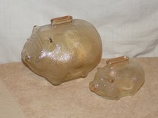 Vintage Glass 1950’s Piggy Banks With 6 Inch And 4 Inch Pig Banks picture