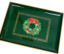 Christmas Lacquer Tray Otagiri Wreath Green Serving Display Japan Lacquerware picture