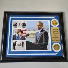 Danbury Mint Barack Obama 75th Anniversary Pearl Harbor Framed Photo Coin Set picture